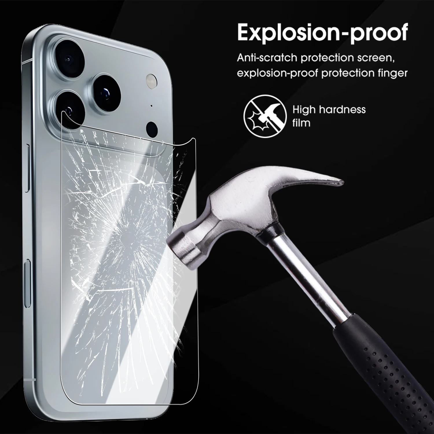 Premium 4-in-1 Tempered Glass Back Protector with 9H Camera Lens Film