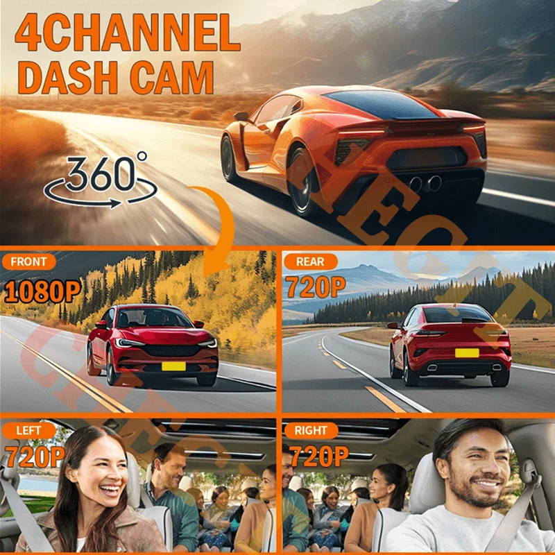 360° Car Camera 3/4Lens 1080P DashCam recording camera Car DVR Front Left right optional Rear View Camera 24 Parking Monitoring