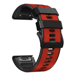 Durable Silicone Smartwatch Band Bracelet - Adjustable Wrist Strap in Multiple Sizes for 22mm (Red-black)