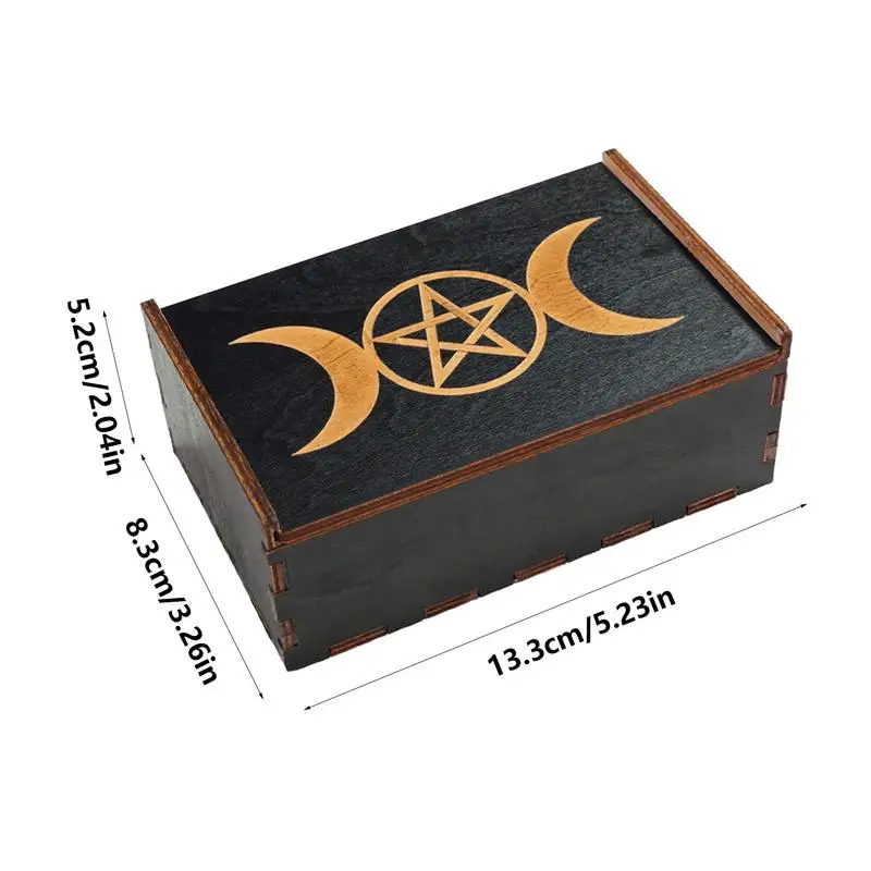 Tarot Card Case Vintage Wooden Trinket Box  Jewelry Box Small Wood Vintage Multi-functional Box For Tarot Card accessory 6