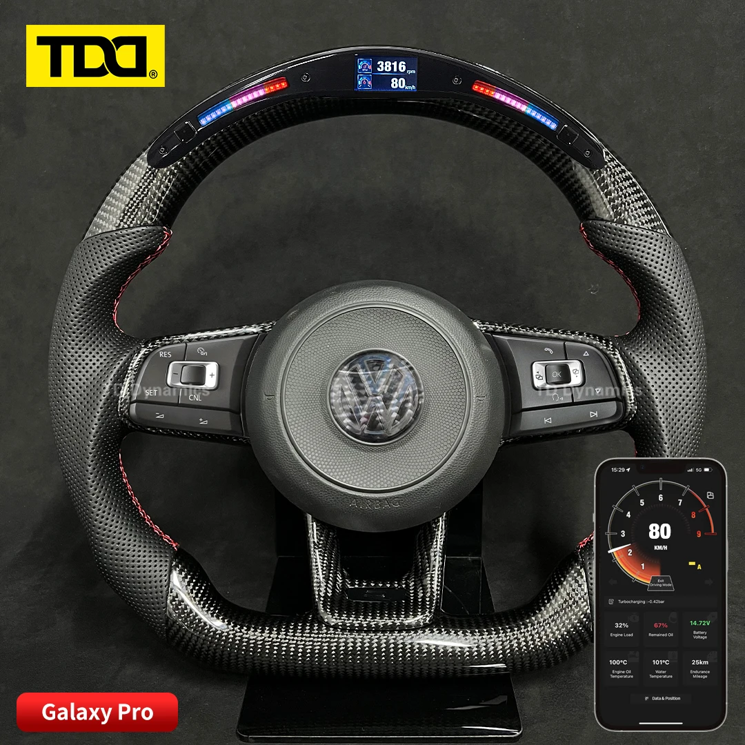 TDD углеродное волокно под заказ smart Galaxy pro LED Рулевое колесо для VW MK7