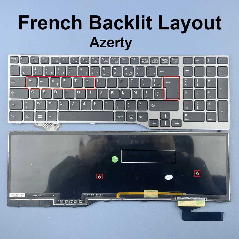 Clavier d'origine allemand QWERTZ pour Fujitsu LifeBook E753, E754, E756, E554, E557, avec cadre, TrackPoint