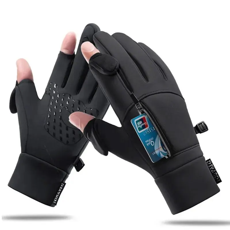 Winter Fishing Gloves 2 Finger Flip Waterproof Windproof Photograph Men Women Warm Protection