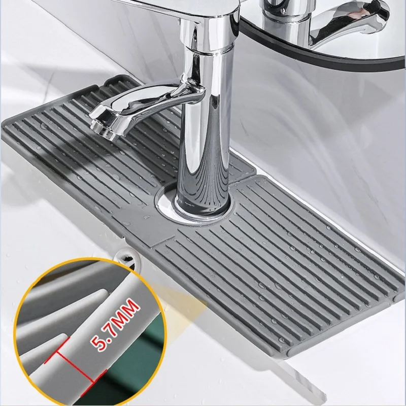 Kitchen Silicone Faucet Absorbent Mat, Sink Splash Guard, Drain Pad, Countertop Protector, Bathroom