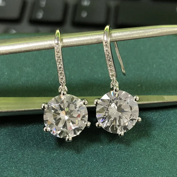 Solid Platinum PT950 14K White Gold Earrings female simple fashion earrings drop earrings 14k gold moissanite diamond