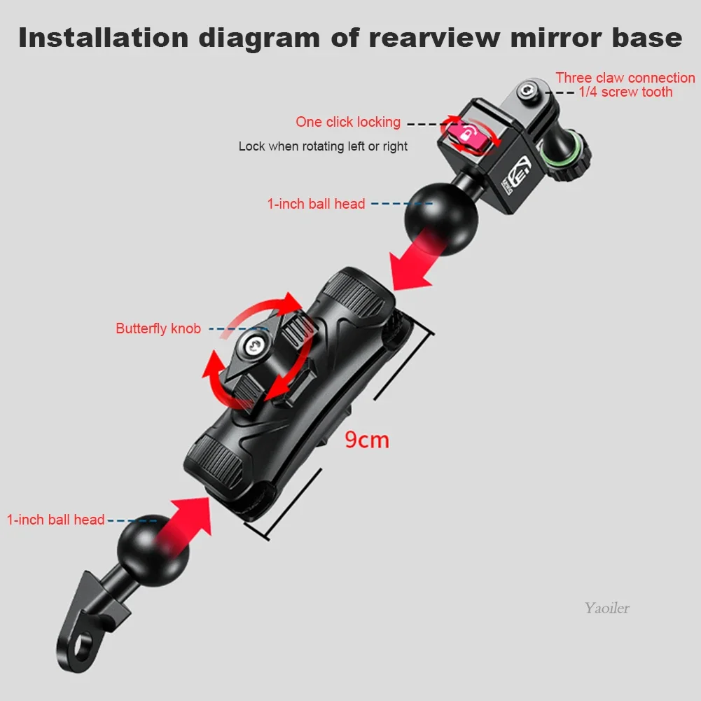 iSHOXS　マウント　システム　アタッチメントシステム モーターバイク Motorcycle Rearview Mirror Mount Aluminum Bracket Holder For