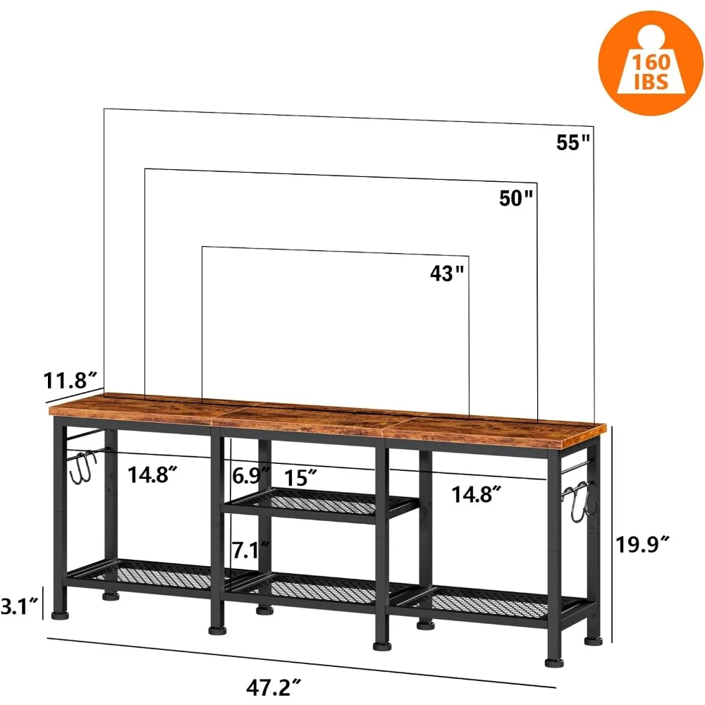 

Furologee TV Stand for TVs up to 55 Inch, Entertainment Center with Open Storage Shelves, TV Media Console Table wit