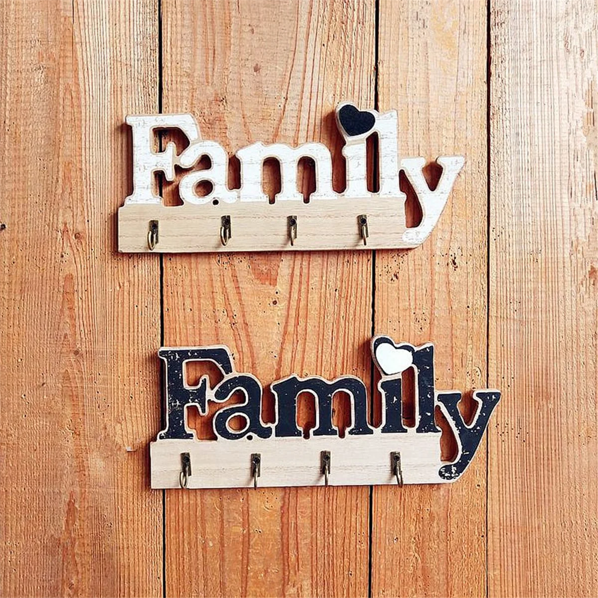 Wooden Home Decoration Key Holder,Self Adhesive or Drilling Key Rack,Key Hook Wall Mounted,Key Holder for the Home White 4