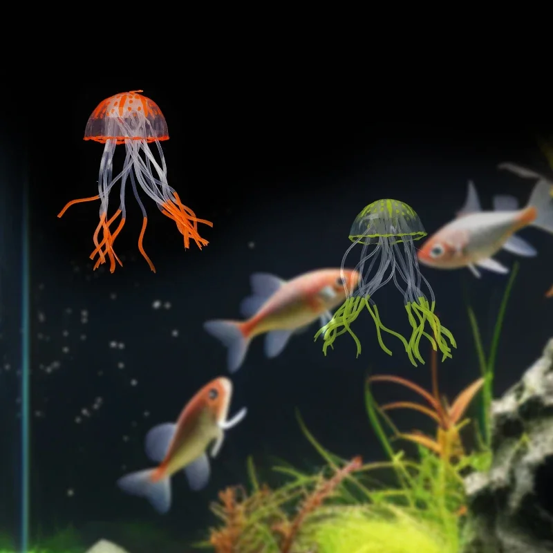 Silicone Decorative Jellyfish Artificial Glowing Jellyfish for Fish Tank Decor Luminous Aquarium Underwater Decor Ocean Theme fish tank ornaments fish tank decorations aquarium ornaments mini landscape ornaments