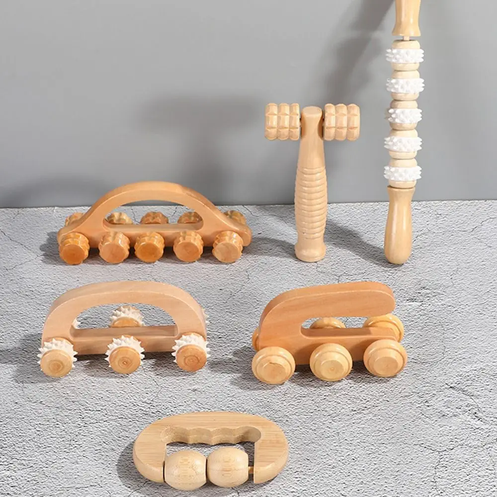 Manual Wooden Massage Roller Handheld Household Muscle Roller Sticks Reflexology Hand Push Trigger Point Massager Wheel Shaft pneumatic hand push pull valve 4r210 08 06 two position five way 4r110 06 air manual control solenoid valve 4r310 10 4r410 15