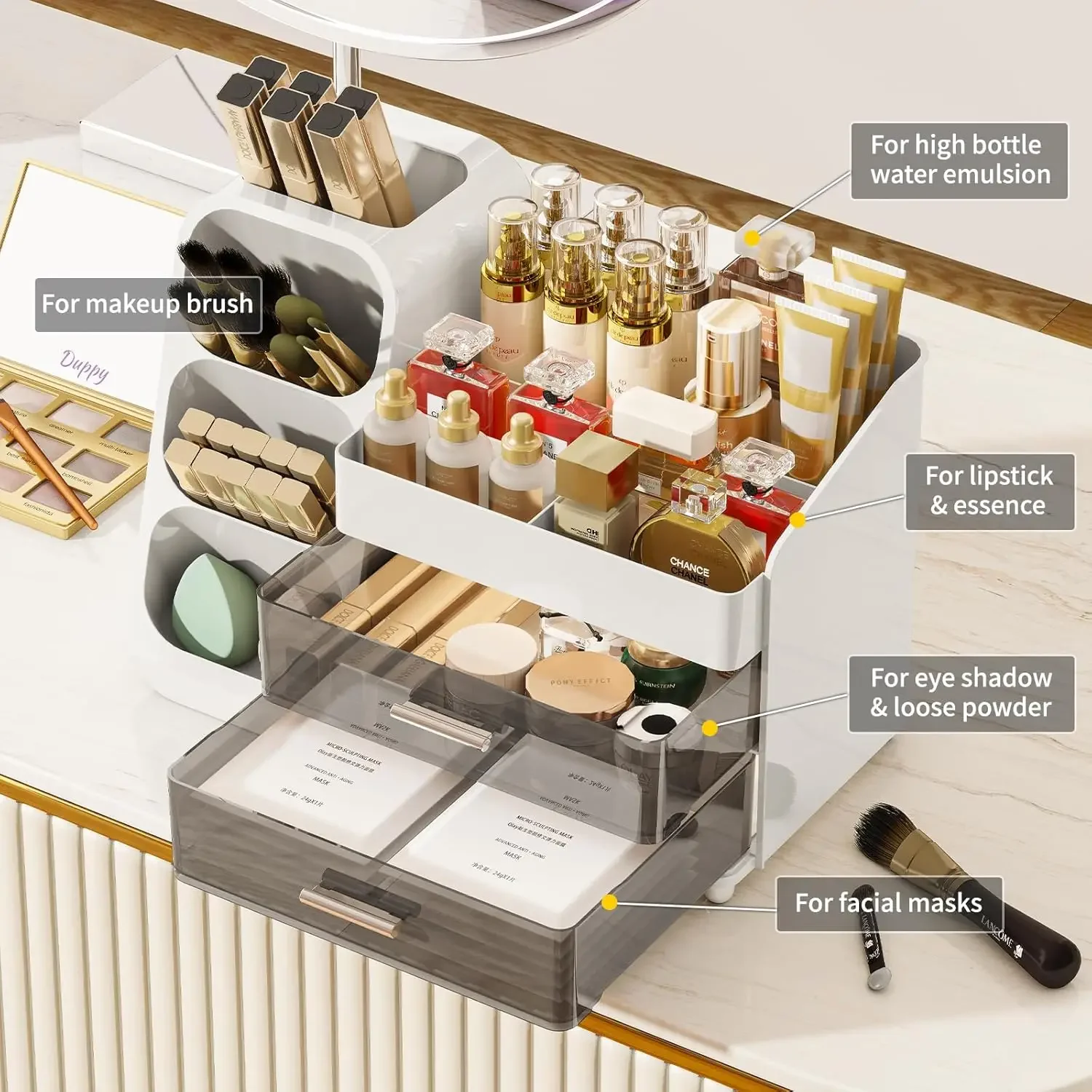 Makeup Organizer with Drawers for Vanity, Make Up Storage Kit, Spacious Cosmetic Display Case, Perfect Storage Solution 2