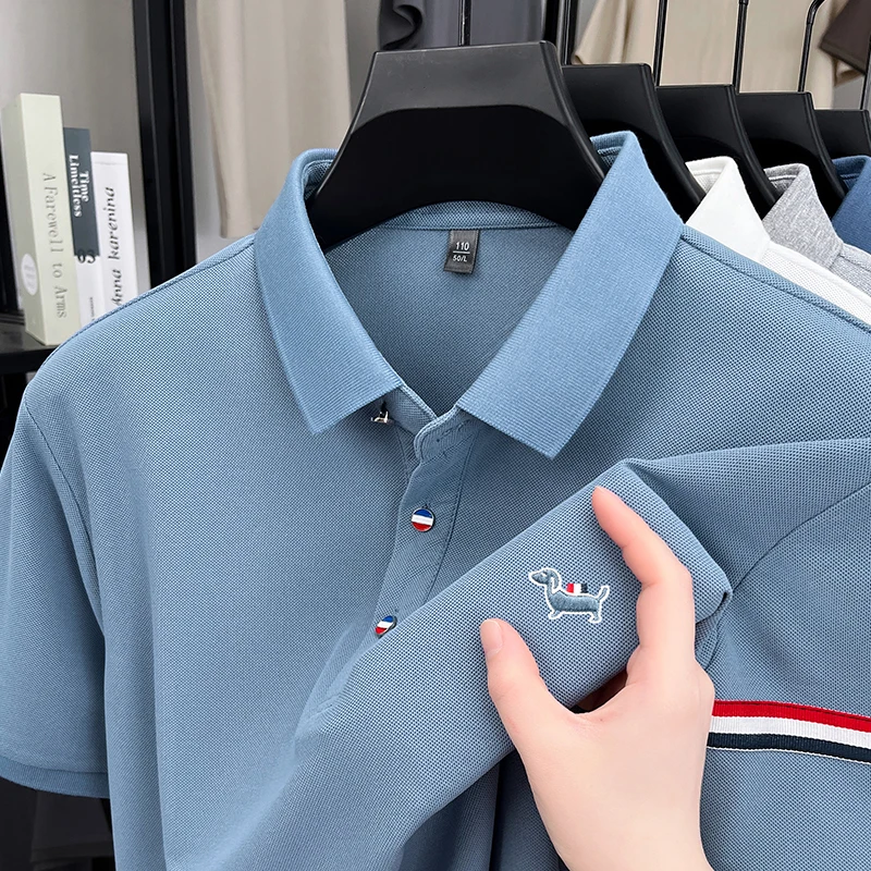 Hochwertiges Luxus-Herren-Poloshirt mit Kragen, Sommer-Neuheit mit Cartoon-Stickerei, Kurzarm, Modische Business-Casual Herrenbekleidung