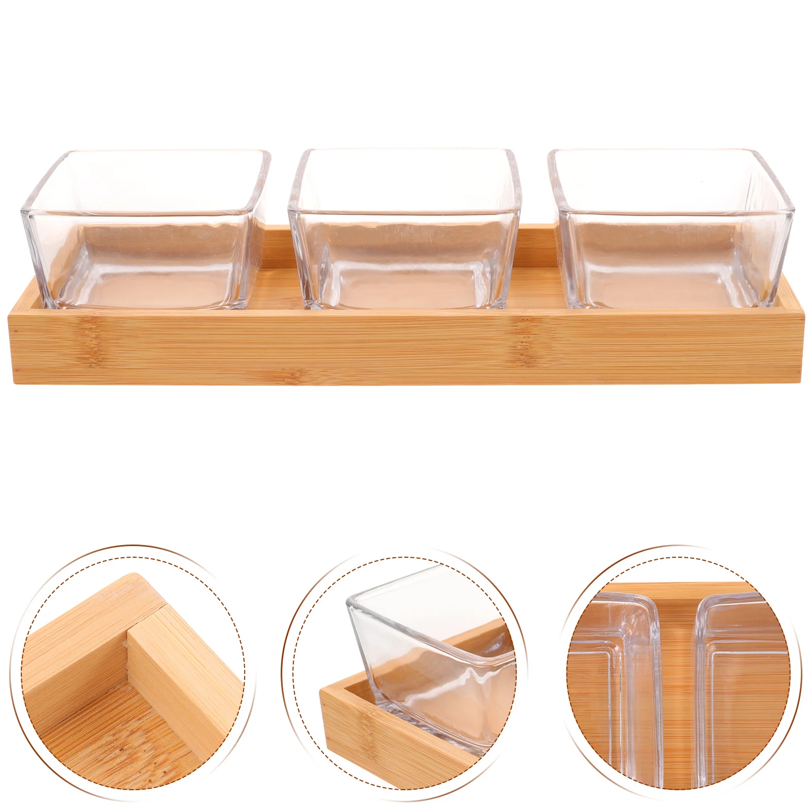 

Glass Tray Compartment Snack Plate Dish Serving Fruit Dried Snacks Desktop Decorative with