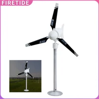 กังหันลมแนวนอนขนาดเล็ก 40 วัตต์ 3 ใบพัด, สตาร์ททำงานเมื่อมีลมเบา & ระบบปรับทิศทางอัตโนมัติ, เครื่องกำเนิดไฟฟ้ากระแสตรงแม่เหล็กถาวรสำหรับงาน DIY กลางแจ้ง 1