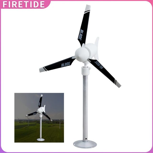 กังหันลมแนวนอนขนาดเล็ก 40 วัตต์ 3 ใบพัด, สตาร์ททำงานเมื่อมีลมเบา & ระบบปรับทิศทางอัตโนมัติ, เครื่องกำเนิดไฟฟ้ากระแสตรงแม่เหล็กถาวรสำหรับงาน DIY กลางแจ้ง 1