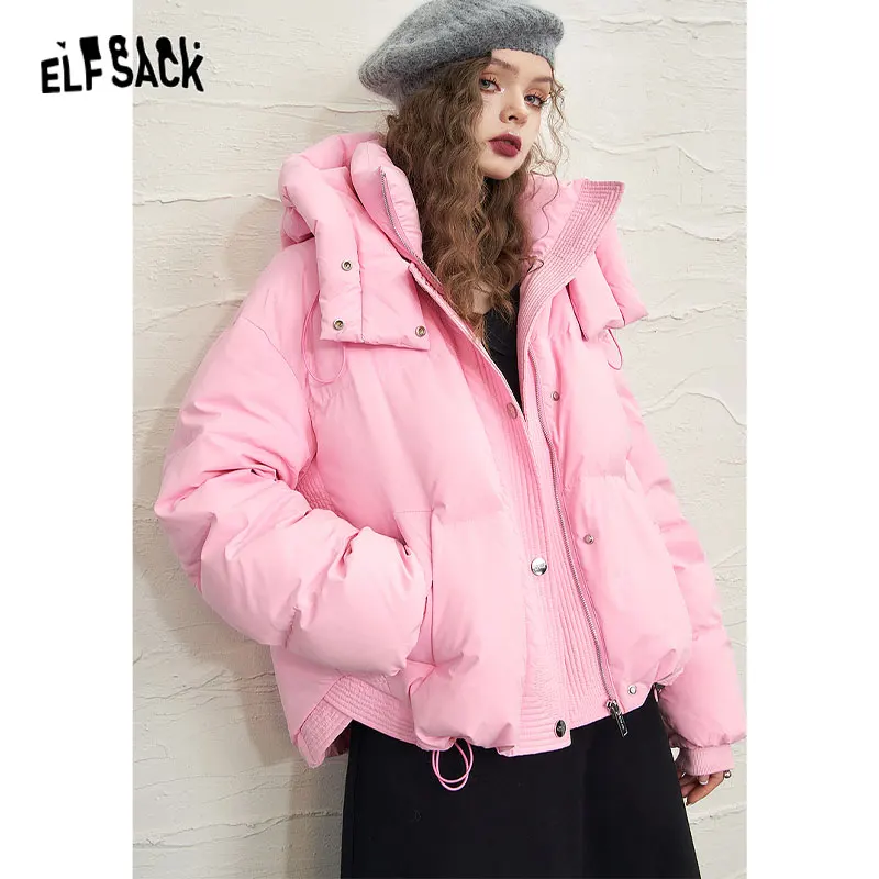 

ELFSACK Colorful Down Coats Women 2023 Winter New Thickened Loose Designed Jackets