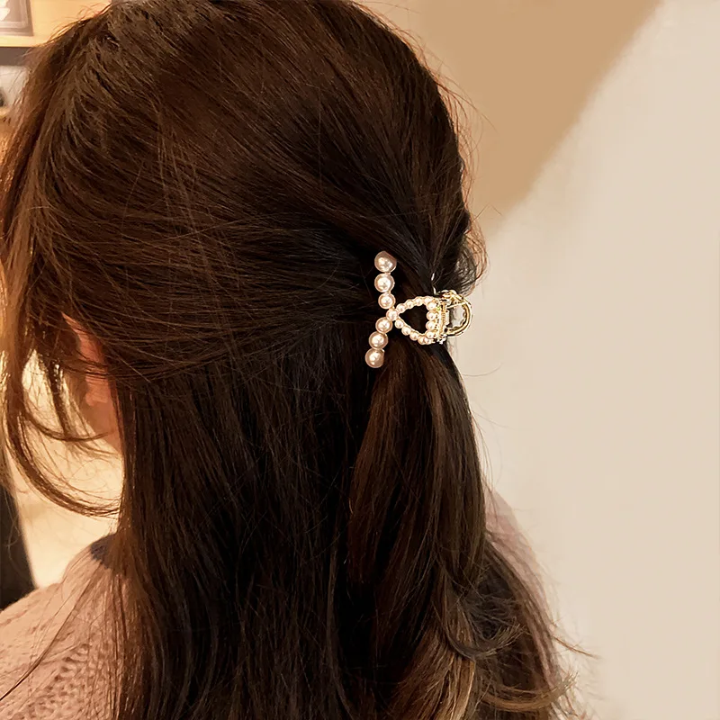 

Fashion Rhinestone Pearl Hair Clip Metal Geometry Small Hairgrip Women Girl Ponytail Claw Clip Hairpins Barrette Accessories