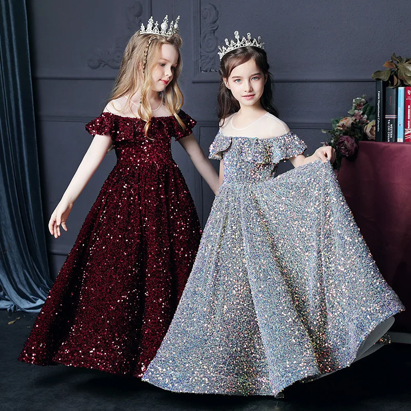 

2023 New Children's Evening Gown Bow Design Spanish Vintage Girls Birthday Baptism Party Christmas Red Dresses For Eid