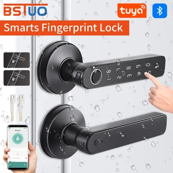Tuya Bluetooth Smart Door Lock, Fingerprint Lock, Password Digital Lock Handle Multiple Unlocking Methods Wifi Gateway Optional 1