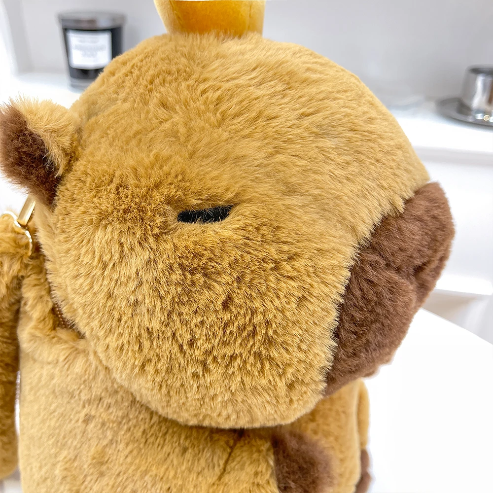 Kawaii Fashion Plushie Doll Fur Bag Capybara Plush Backpack Children's Bag Shoulder Mini Knapsack Bags Gifts Girlfriend Plush Backpack