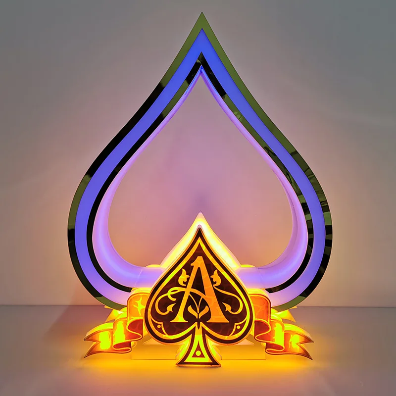 Shiny Bar Party Decoration Rechargeable Color Flashing Champagne King Display Rack LED Ace of Spade VIP Bottle Holder