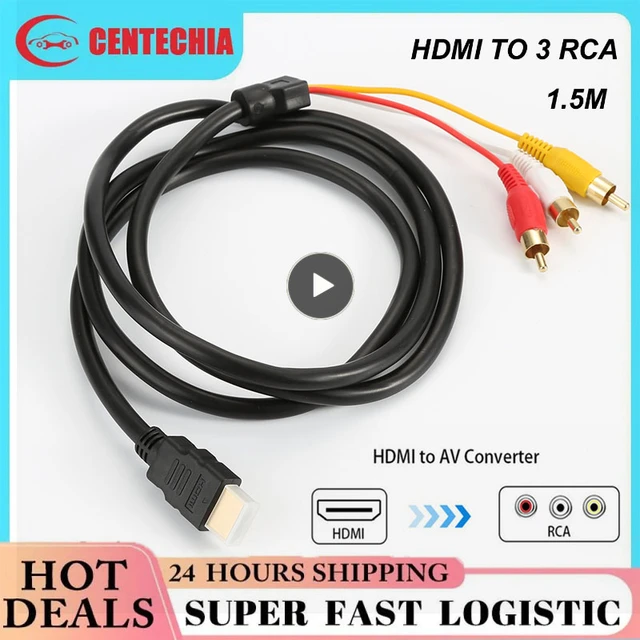 1080P 1.5M HDMI-compatible to 3 RCA Video Audio HDMI-compatible Cable AV  Cord Converter Adapter For HDMI TV Set-Box DVD Laptop