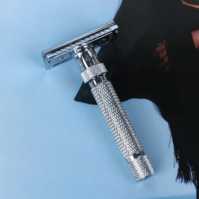 Yaqi 조절 가능 최종 컷 크롬 컬러 남성용 안전 면도기 77mm 핸들 길이 및 12mm 핸들 직경 남자친구 선물용