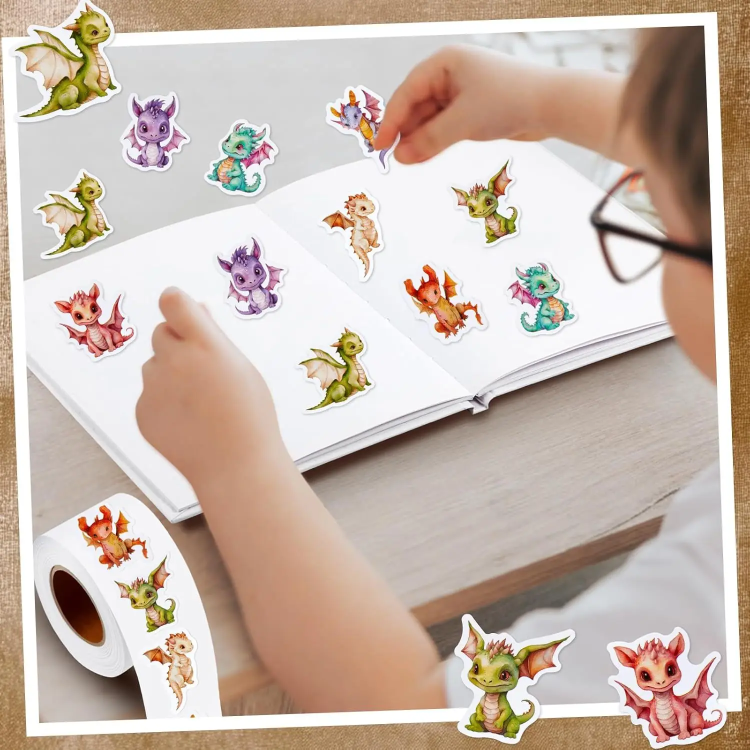 Dinosaur Rolls Small Stickers 500Pcs Cute Circle Teacher Supplies Stickers for Classroom 10 Designs Motivational Stickers,1 inch