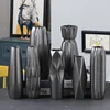 Ceramic Tabletop Flower Vase Handmade Handicrafts Fashion Creativity Black Vase Study Hallway Home Wedding Decoration 4