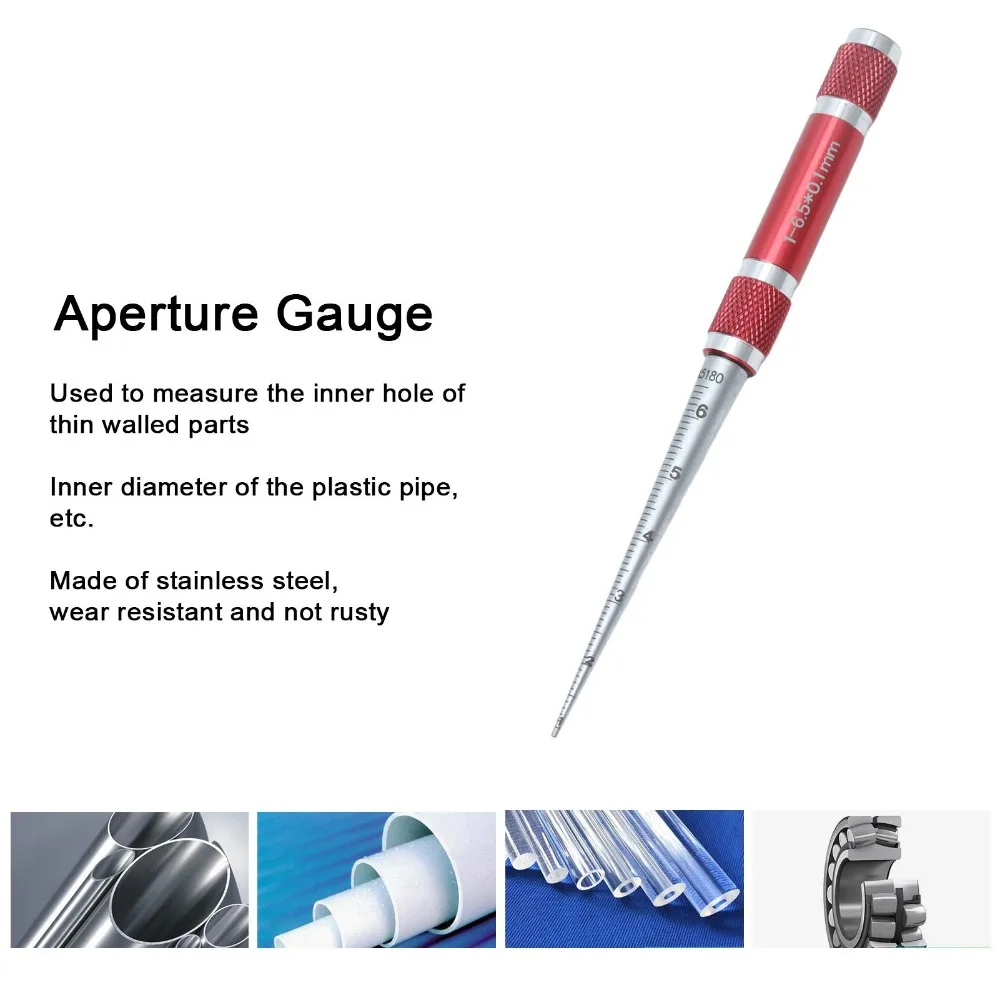 1?6.5mm 조리개 게이지 원뿔형 크롬 도금 탄소강 테이퍼형 구멍 자(자)용자(자)구 실버 내부 구멍 직경 측정 도구