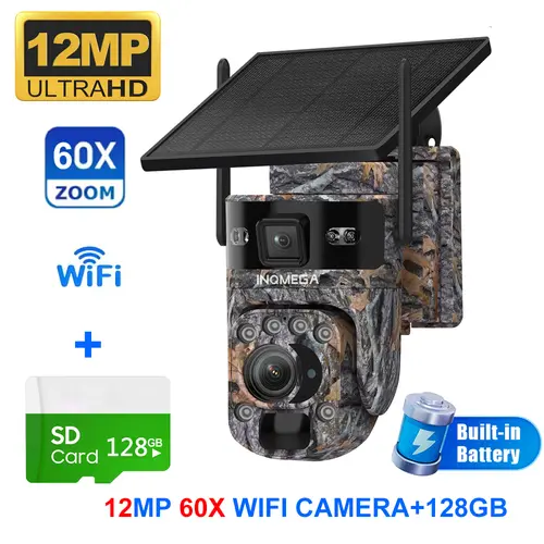 INQMEGA 12MP 60X Optical Zoom 4G/ WiFi Solar Camera Outdoor Camouflage PTZ Cameras Surveillance CCTV Solar Hunting Camera Ubox - Image 11