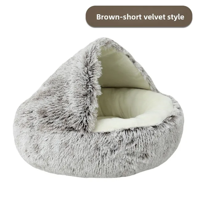 Pet Autumn and Winter Warm Shell Semi-Enclosed Cat Bed Pure Cotton Pet Cat Bed Semi-Enclosed Dog Bed Dog Bed Enclosed Cat Bed 6