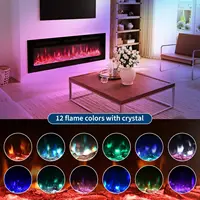 40/50/60 дюймов 3D электрический камин настенный 12 цветовых режимов эффект пламени 900/1800 Вт функция каминного приложения дистанционное управление — изображение 4