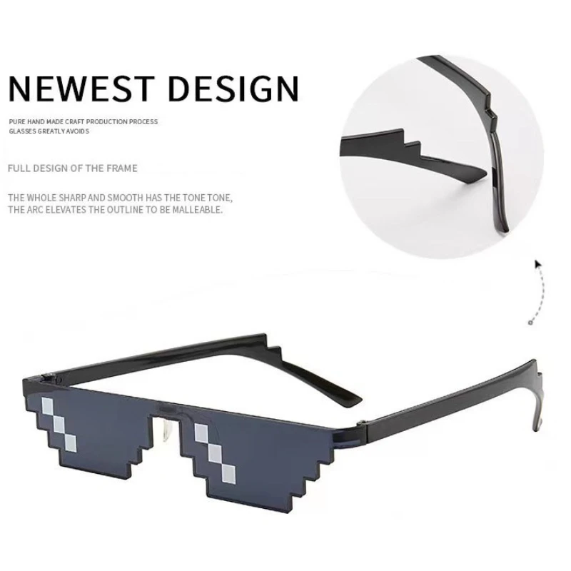 Funny sunglasses Mosaic Sunglasses Cool Party Vintage Shades Eyewear For Men Women Pixelated Sunglasses Unisex Gift Toy Funny Glasses