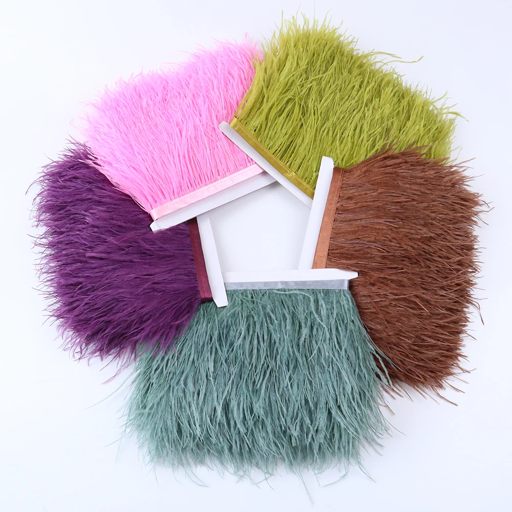 

Wholesale Ostrich Feather Ribbon 8-10CM Real Ostrich Feathers Trim Fringe Costume Party Clothing Decoration Plume Accessory