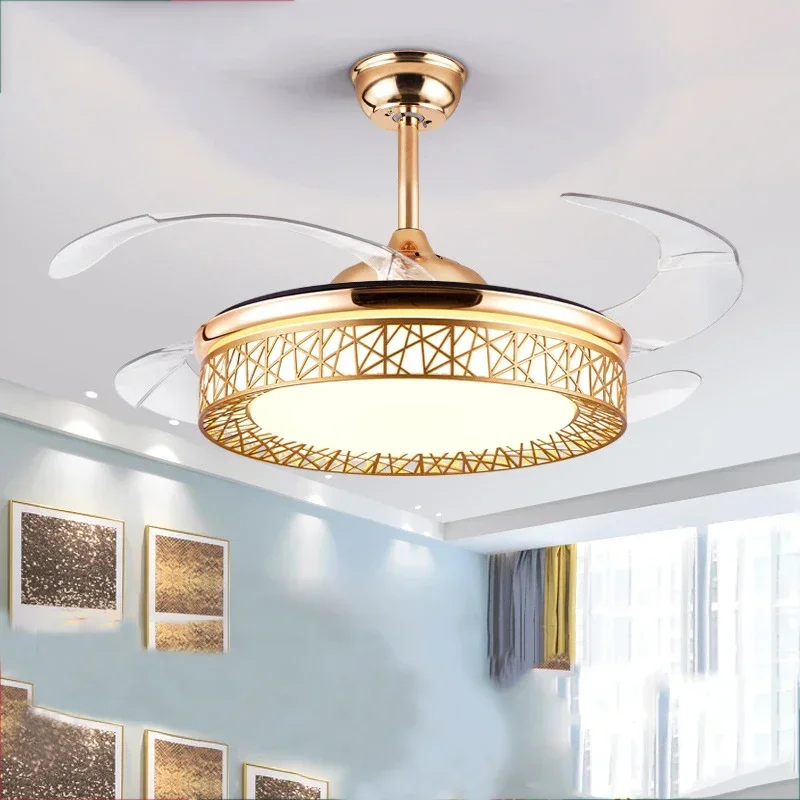 Fan Lamp Ceiling Fan Lights For Dining Room Bedroom Living Room Mute Invisible Integrated Ventilador De Teto with Remote Control