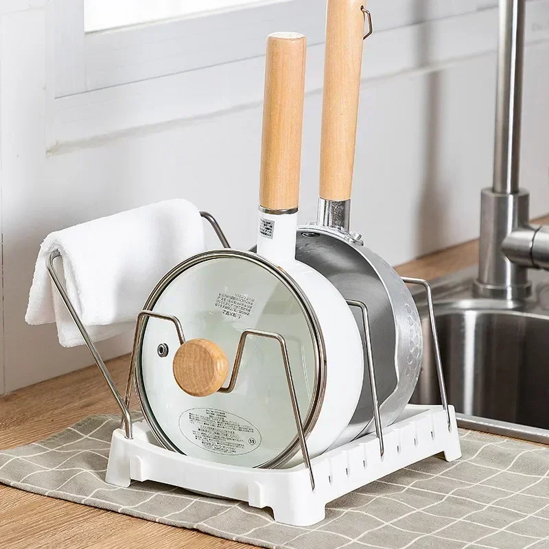 Kitchen Cabinet Organizers for Pots and Pans Expandable Stainless Steel Storage Rack Cutting Board Drying Cookware Shelf Gifts