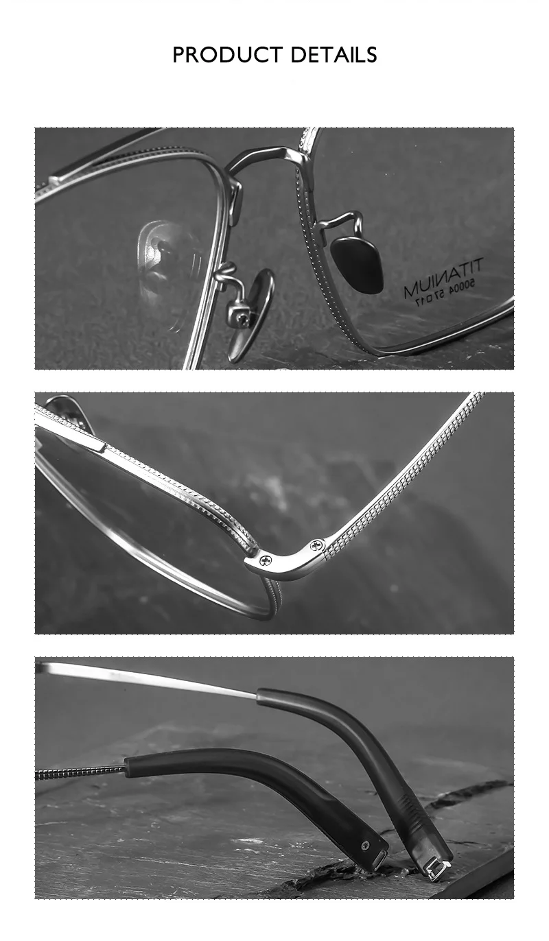 American Design Replica Pure Titanium Double Bridge Glasses Retro Lightweight Large Frame Men 150mm Width Big Face Eyeglasses – Detail 3