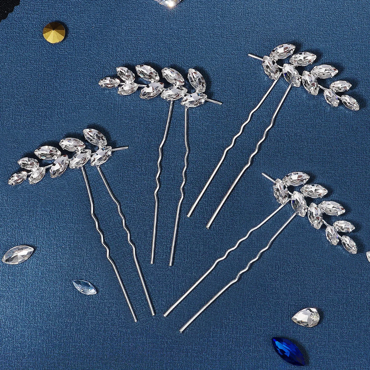 Leaf Crystal Bridal Hair Pins Women Rhinestone Wedding Hair Accessories Jewelry Bride Hairclips 2 or 4pcs/set hair accessories bridal hair accessories