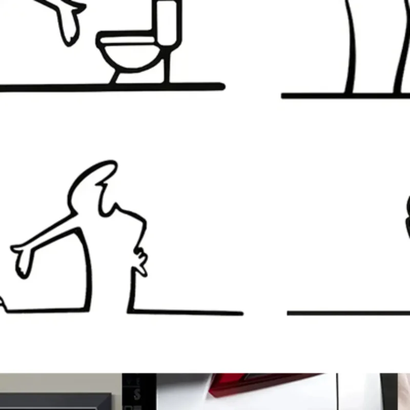 Creative Minimalist Line Art Car Sticker Bumper & Window Door Wall Decal With Cartoon Character Design Home Car Decoration