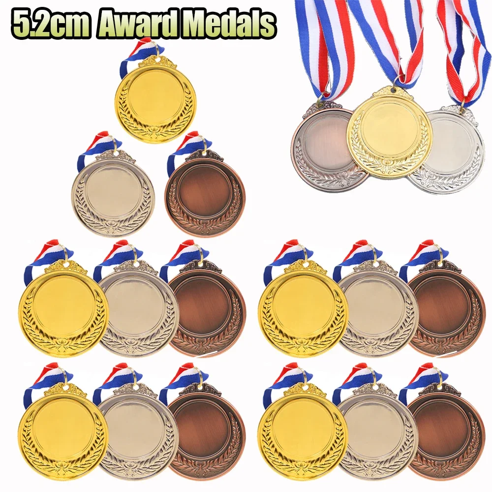 5-2cm-Gold-Silver-Bronze-Medal-Award-Medals-with-Neck-Ribbon-Sports ...