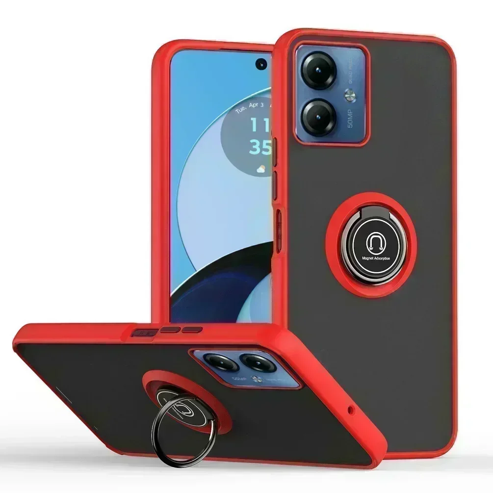 Shockproof Armor Matte Case with Magnetic Ring Stand Holder