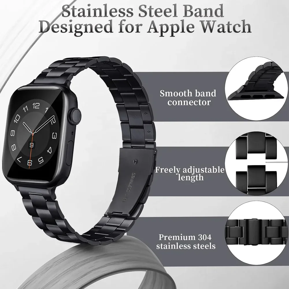 Slim Stainless Steel Watch Band - Metal Bracelet Replacement Strap