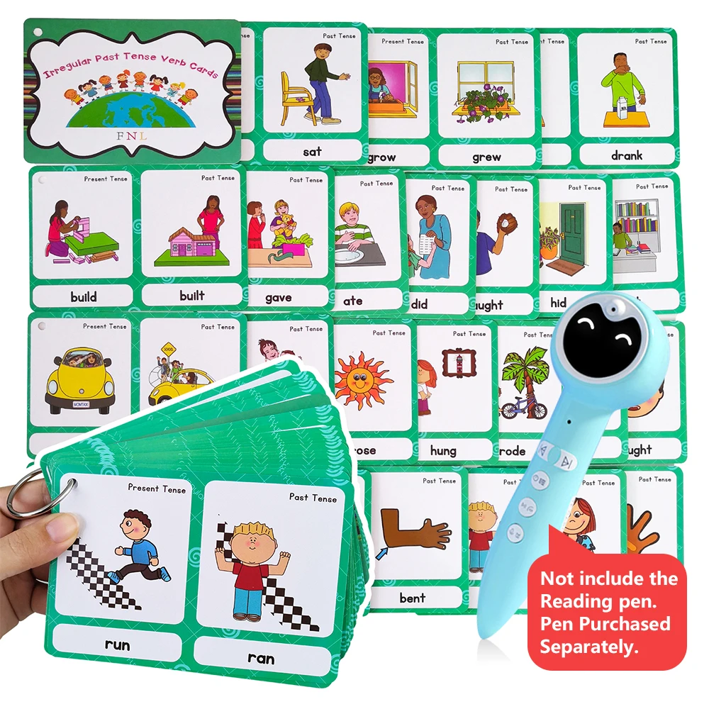 46 Groups/set Irregular Verbs Montessori English Word Pocket Flash Card Game Card Learning English Educational Toys for Kids 2