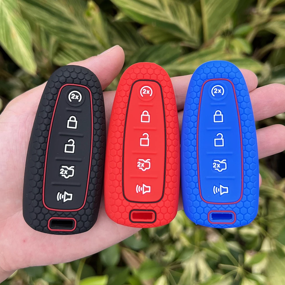 Silicone Key Fob Covers For Ford & Lincoln - 2 Pack Black & Blue Protection