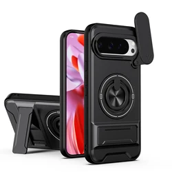 Rotatable Slide Camera Protector Case with Ring Stand - Shockproof Cover - Google Pixel 10a (Black)