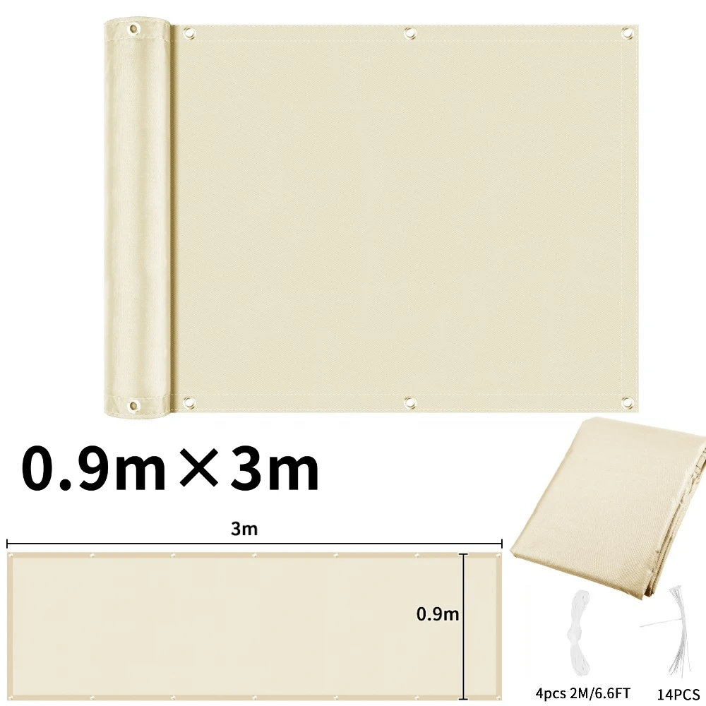 Waterproof UV-Protection Balcony Privacy and Sunshade Screen with Grommets