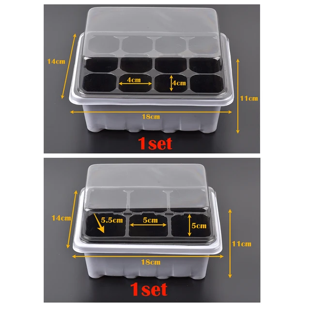 Plastic Nursery Pot 6/12 Holes Seed Grow Planter Box Greenhouse Seeding Garden Seed Pot Tray plant Seedling Tray With Lids 6