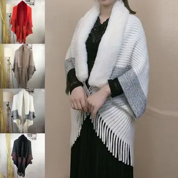 شال منسوج سميك من الفرو الصناعي للنساء ، لفافات مخملية فضفاضة ، فساتين سهرة ، زفاف ، موضة شتوية دافئة ، 1 الطيارين