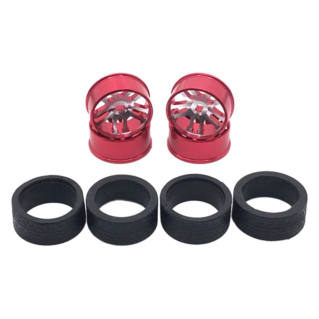 4pcs Metal Drift Wheel & Soft Tire Skin Set for Wltoys 284131 K989 K969 1/28 RC Car Upgrade Parts 2